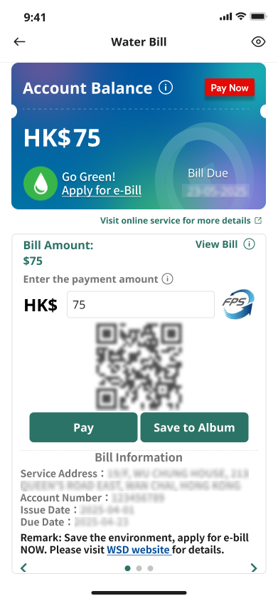 Billing and balance information